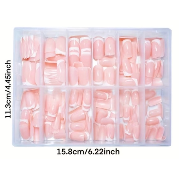 288 Piece Medium Length Peach Shade French Tips Fake Nails NEW in Package - Picture 2 of 5